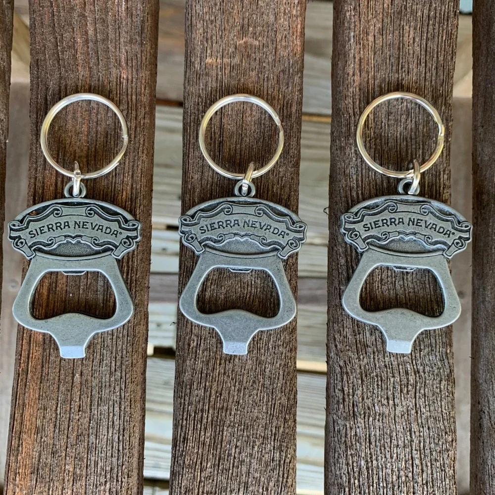 Sierra Nevada Brewing Co Metal Bottle Opener Keychain Set of 3 Silver Tone Bar